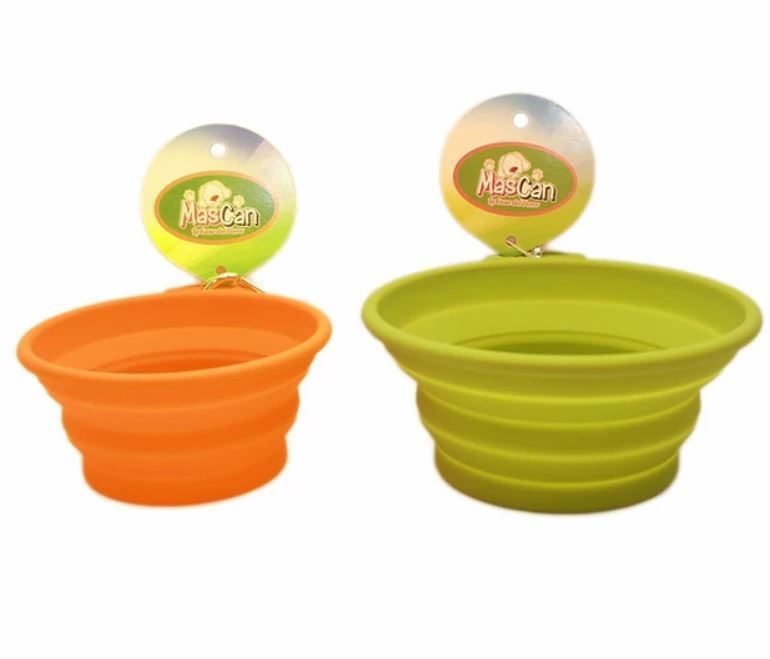 Plato Plegable Silicona Simple Naranja Para Perro M Mascan-1