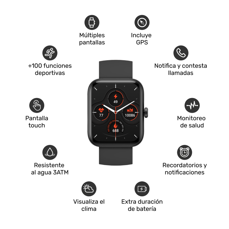Pack Smartwatch GPS MoveOn 7 Black + FitBuds Lhotse-3