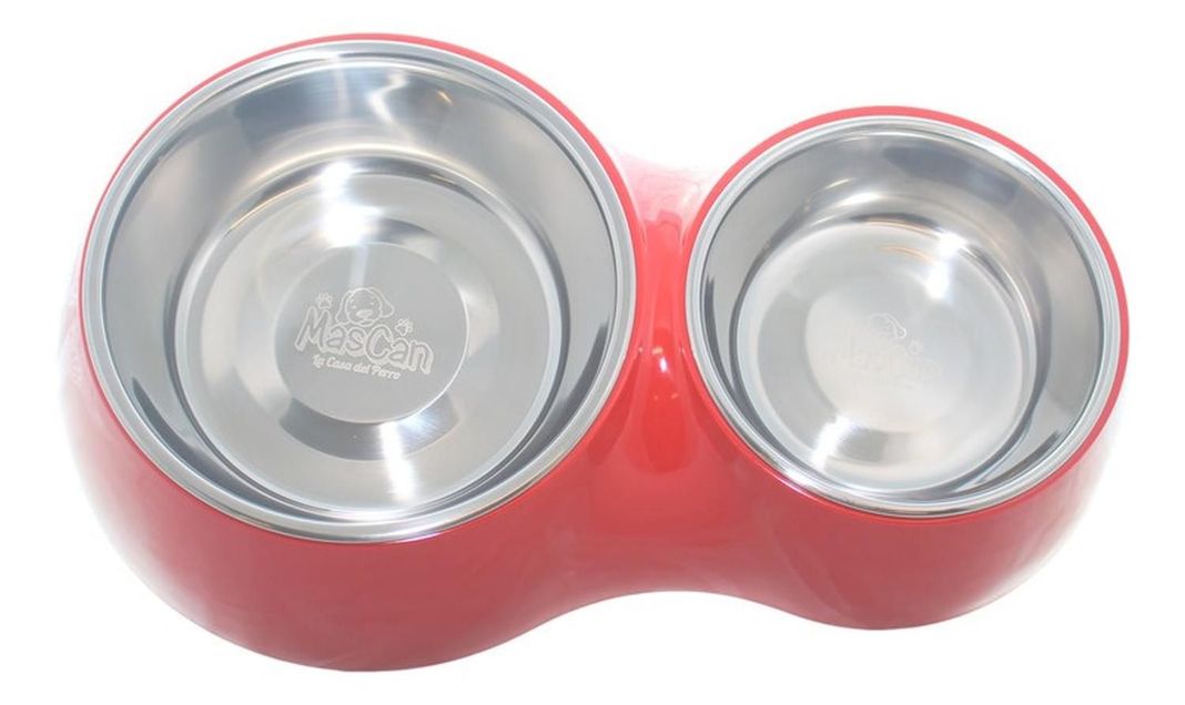 Plato Comida Agua Rojo Para Perro L Mascan-0