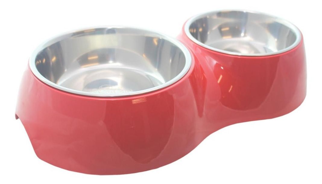 Plato Comida Agua Rojo Para Perro L Mascan-1