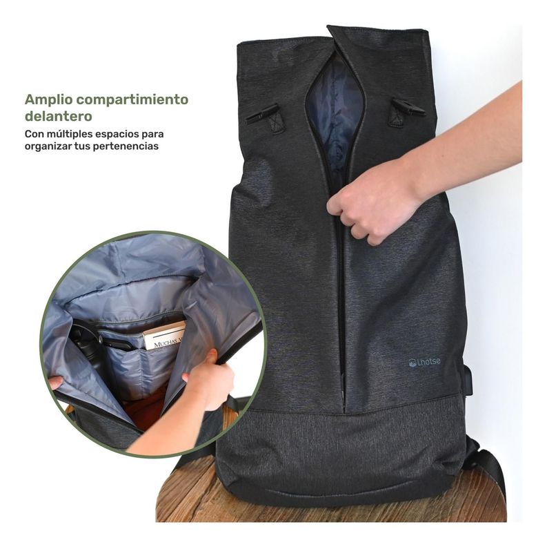 Mochila Antirrobo Lhotse Gris Oscuro MA147-1