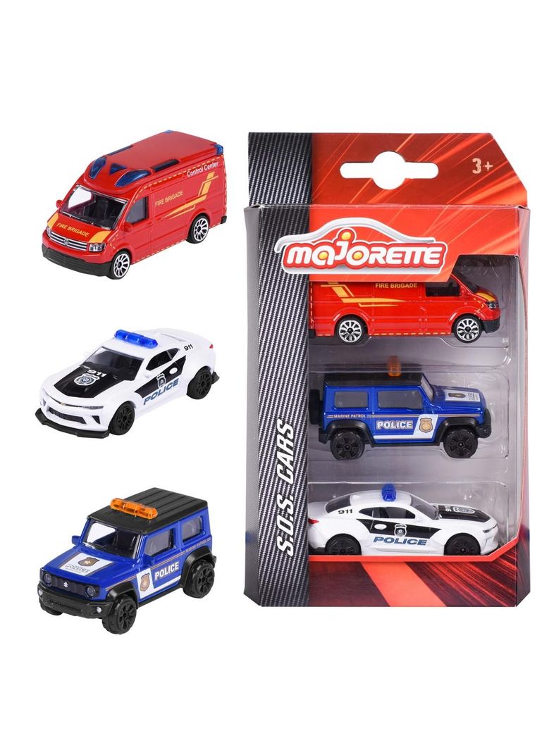 Set 3 Pieces Autos Coleccion Majorette S.O.S Surtido