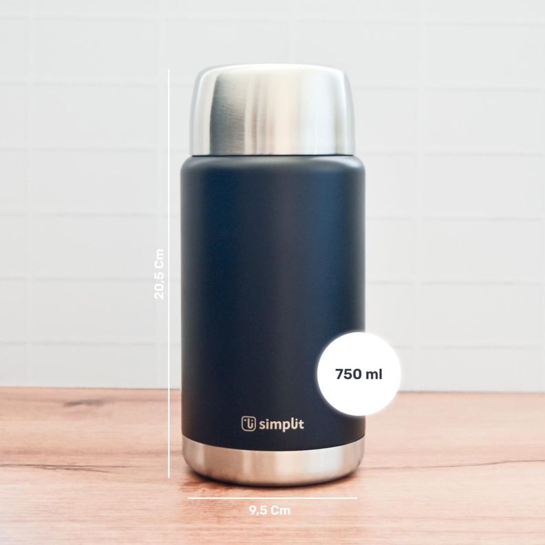 Termo de Comida Insulado Acero Inox 750 ml Negro Simplit-4