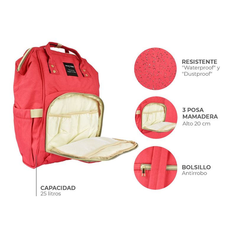 Mochila Maternal Pañalera Bebé Freaky Mommy Roja-1
