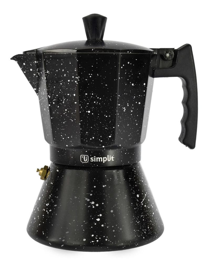 Cafetera Italiana Negra Granito 4 Tazas Simplit-0