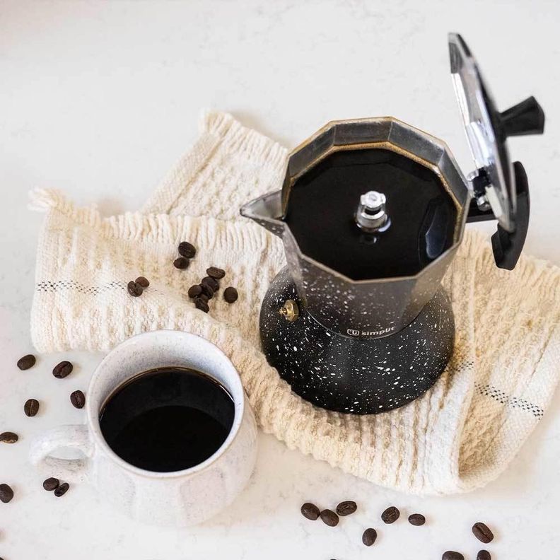 Cafetera Italiana Negra Granito 4 Tazas Simplit-1