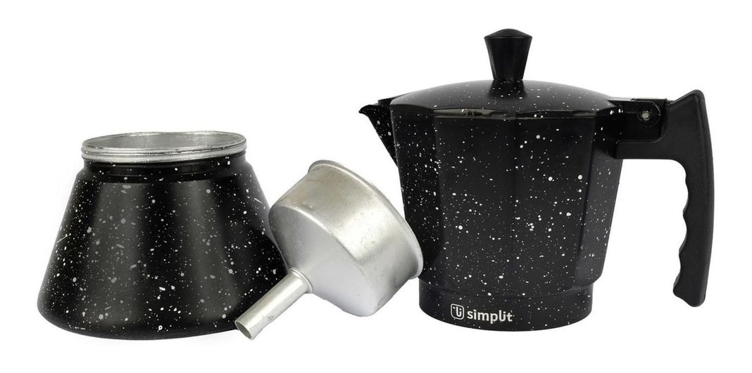 Cafetera Italiana Negra Granito 4 Tazas Simplit-3