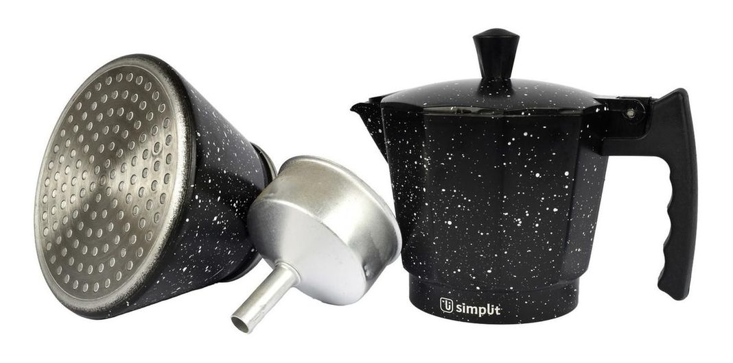 Cafetera Italiana Negra Granito 4 Tazas Simplit-4
