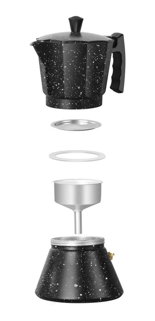 Cafetera Italiana Negra Granito 4 Tazas Simplit-5