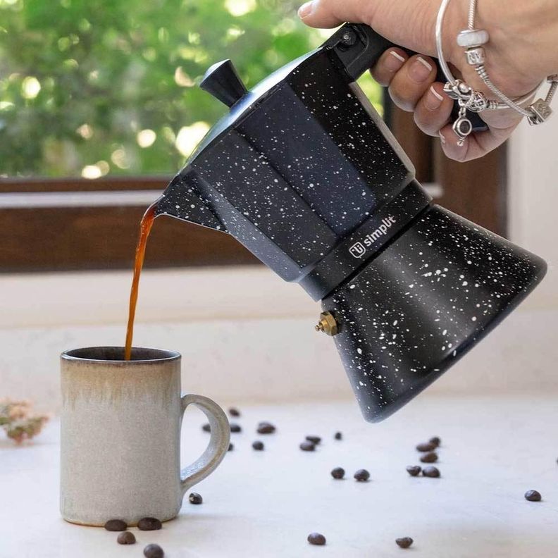 Cafetera Italiana Negra Granito 4 Tazas Simplit-6