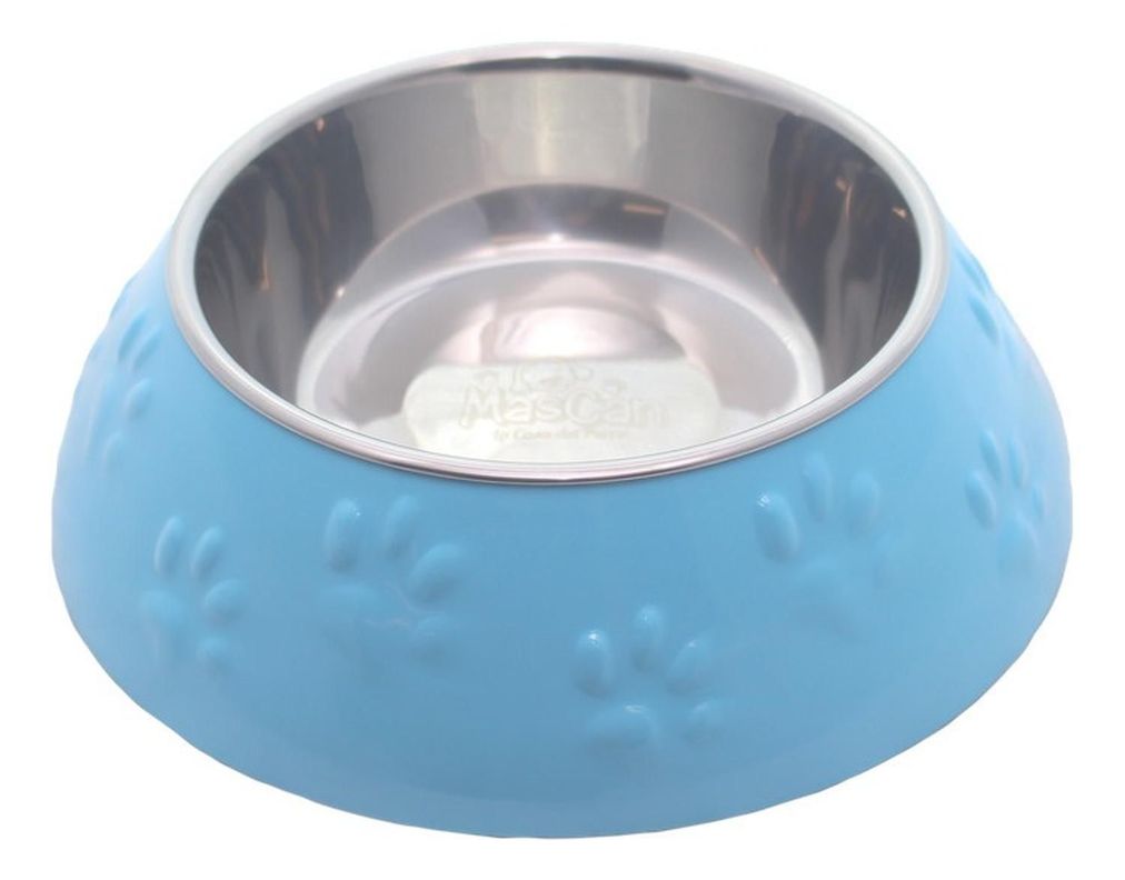 Plato Huellitas Celeste Para Perro L Mascan-0