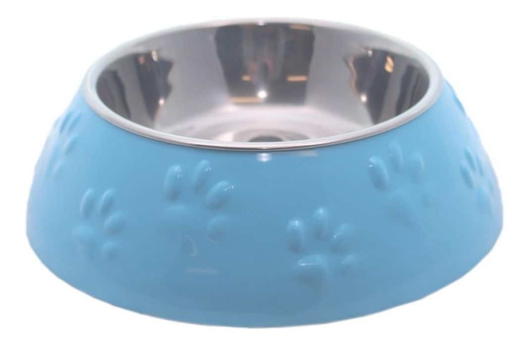 Plato Huellitas Celeste Para Perro L Mascan-1