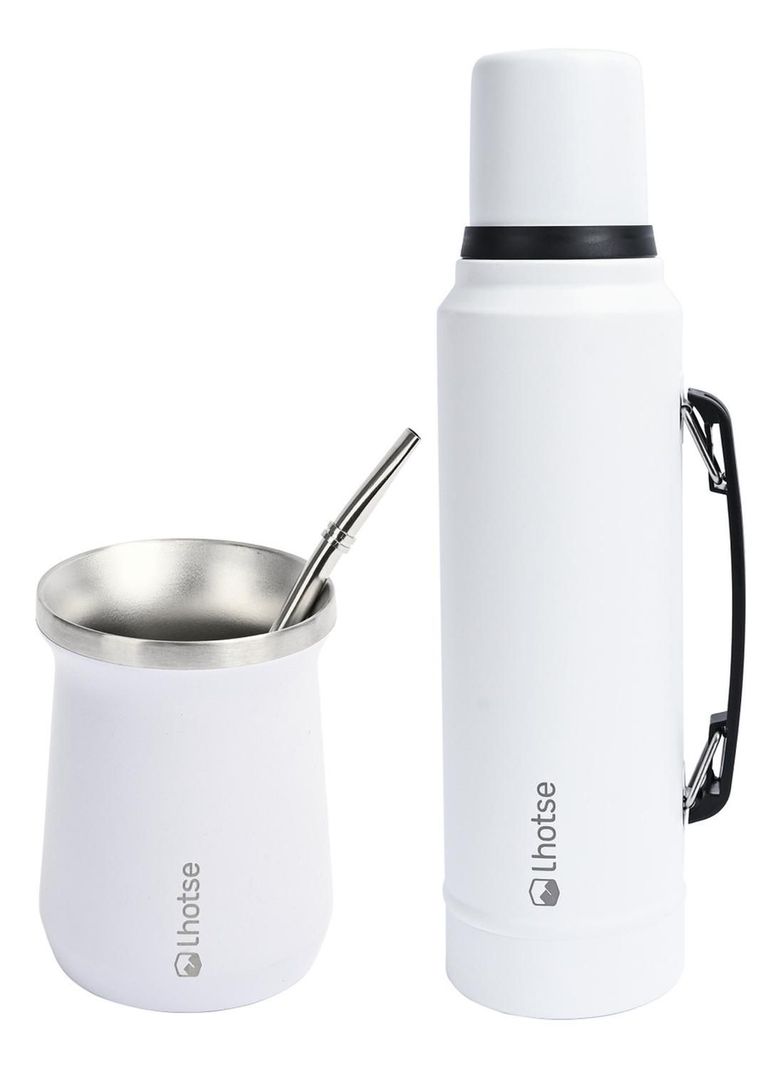 Termo Liquido Classic 1,3 lts + Mate Bombilla Lhotse White-0