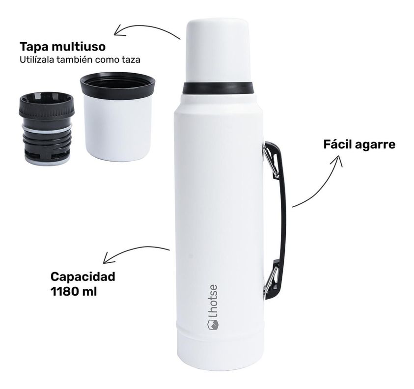 Termo Liquido Classic 1,3 lts + Mate Bombilla Lhotse White-2