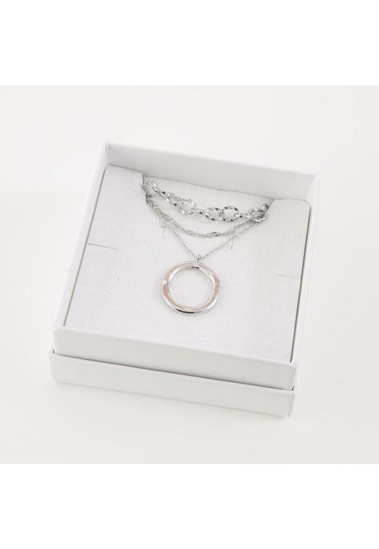 Collar Doble 19V69 Italia Plateado Mujer-2