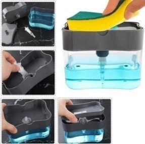 Pack 2 Dispensador De Lavalozas Manual Esponja Y Recipiente-1