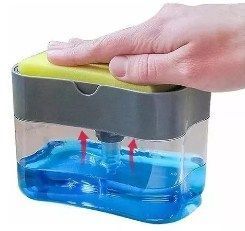 Pack 2 Dispensador De Lavalozas Manual Esponja Y Recipiente-2
