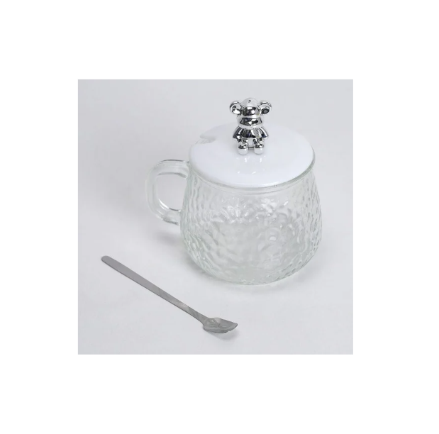 Taza de Vidrio con Tapa y Cuchara-0