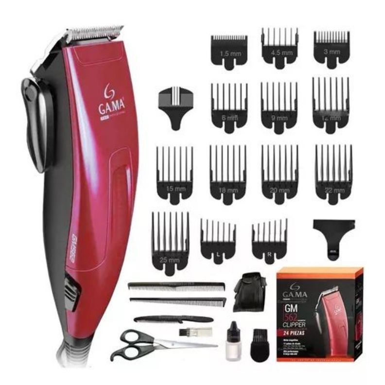Maquina Corta Pelo Gama Clipper Gm562 24 Piezas Burdeo-1
