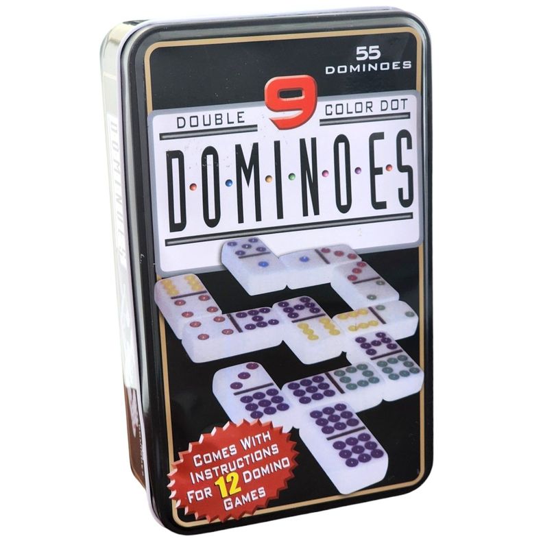 Juego Dominó Chancho 9 Caja Metálica 55 Piezas-0