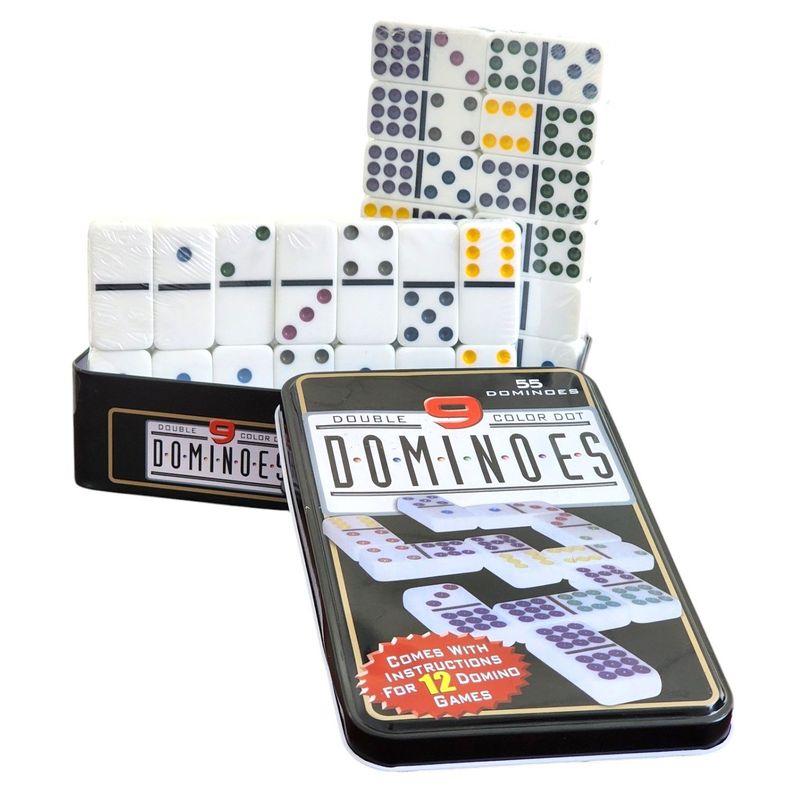 Juego Dominó Chancho 9 Caja Metálica 55 Piezas-3