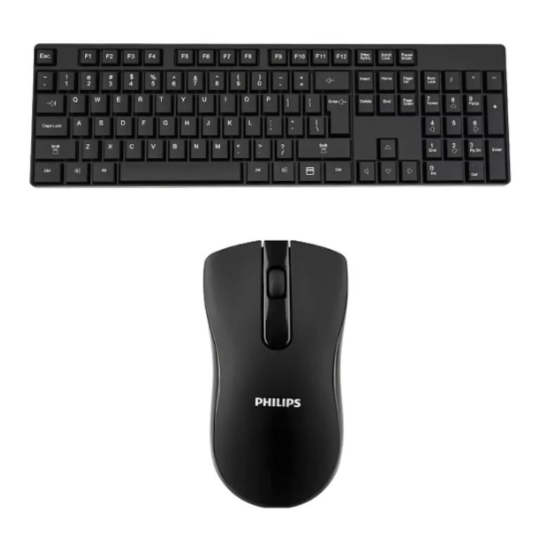 Kit Teclado y Mouse Inalámbrico Philips SPT6501B Negro-0