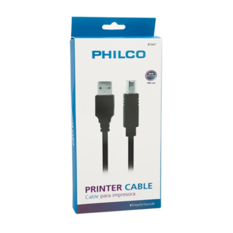 Cable para Impresora USB 2.0 Philco de 1.80 Mt-2