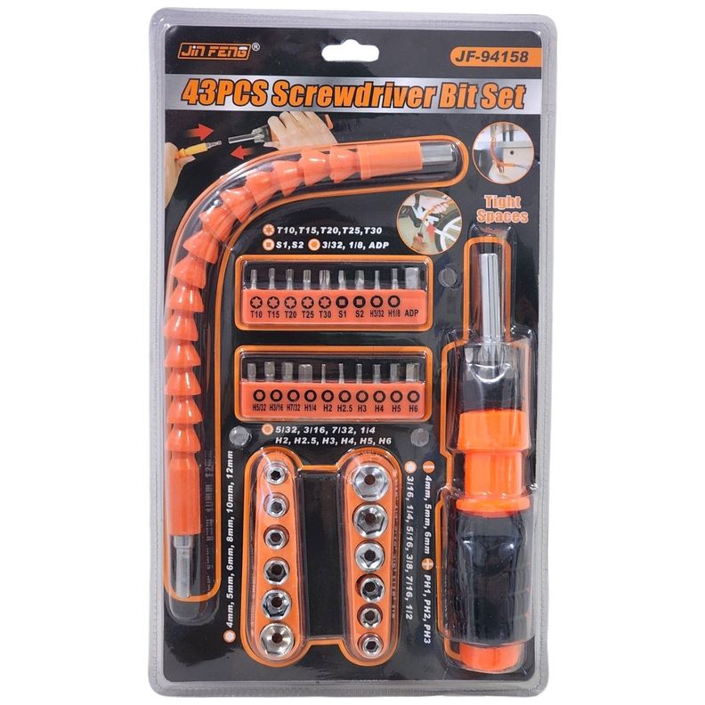 Set Destornillador Dados Extensión Flexible 43 Unidades-0