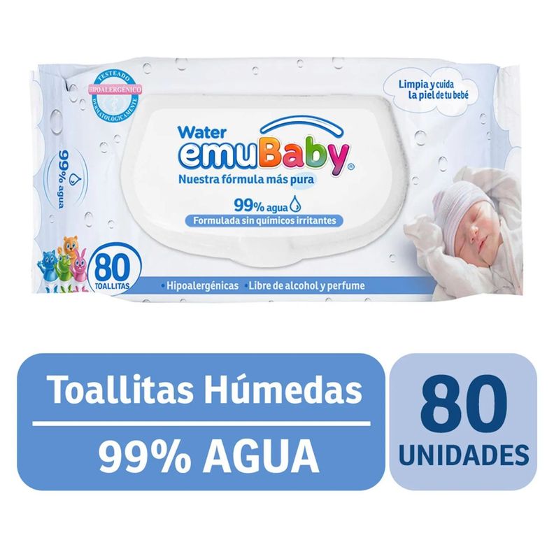 Toallitas Húmedas Emuwipes Water 80 Un Tapa-0