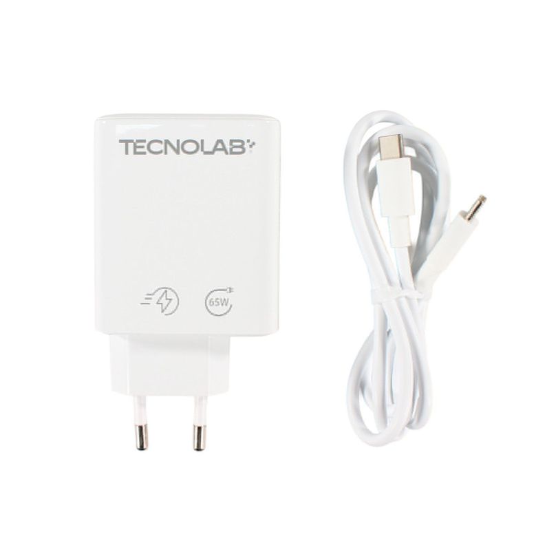 Cargador Ultra Rapido 65W QC 3.0 USB-C a C TL716 Tecnolab Blanco