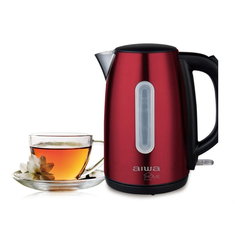 Hervidor Eléctrico Aiwa Acero Inoxidable 1,7L Awjd1402r Rojo -1