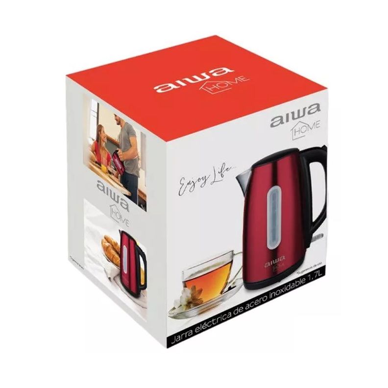 Hervidor Eléctrico Aiwa Acero Inoxidable 1,7L Awjd1402r Rojo -4