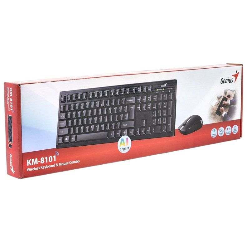 Kit Teclado y Mouse Inalámbrico KM-8101 Negro Genius-7