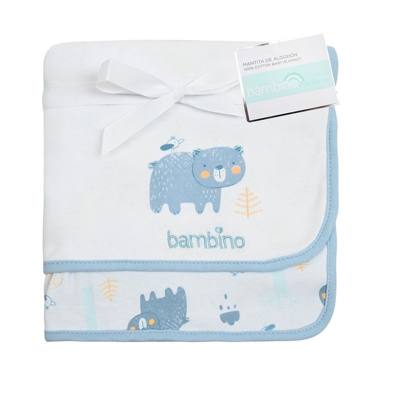 Mantita de Algodón Bambino Doble Capa Celeste Oso Niño-0