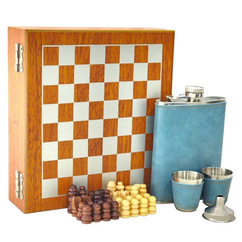 Set Juego de Ajedrez Con Petaca 8oz y 3 Accesorios 14145-4