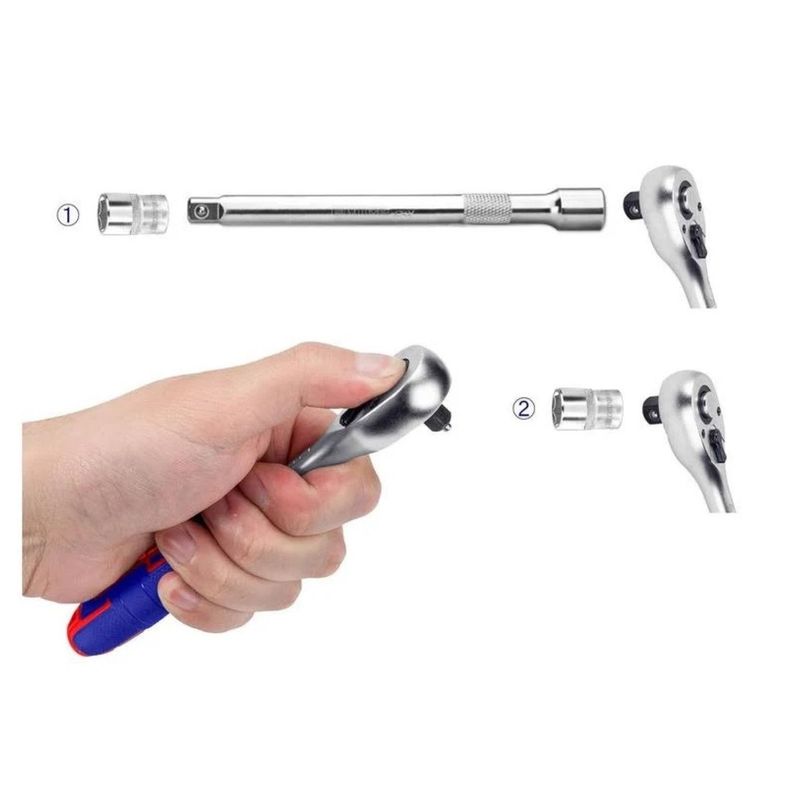 Kit de 14 Piezas Dados Ratchet 1/4 45t EMTOP -3