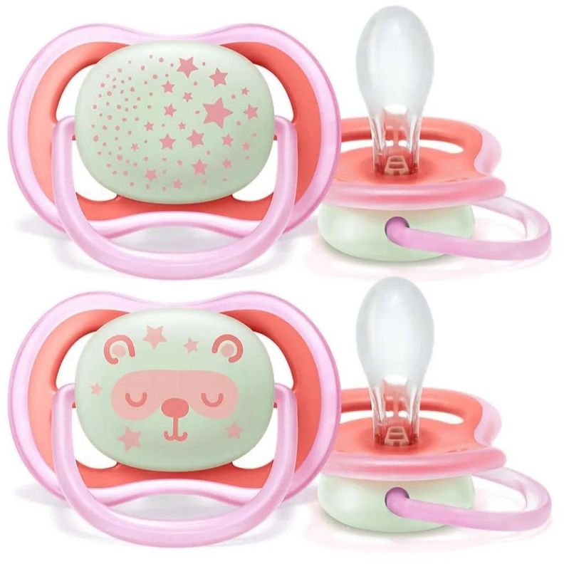 2 Chupetes Avent Nocturno 6-18m Rosado SCF376/22-0