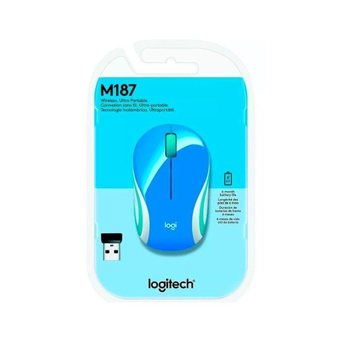 Mouse Inalambrico Logitech M187 Azul-1