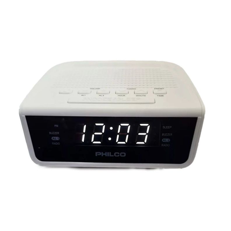 Radio Reloj Despertador con Alarma Dual y Radio FM Philco-0