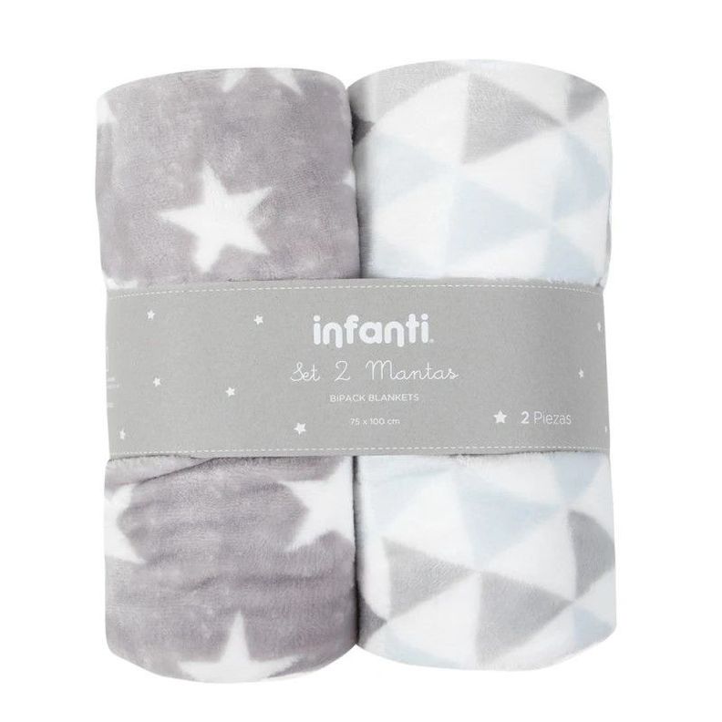Pack 2 Mantas Infanti Polar 75x100cm Gris-0
