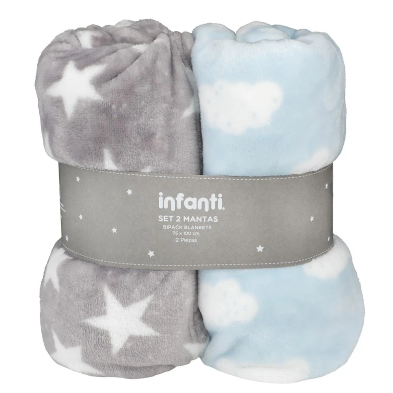 Pack 2 Mantas Infanti Polar 75x100cm Gris-3