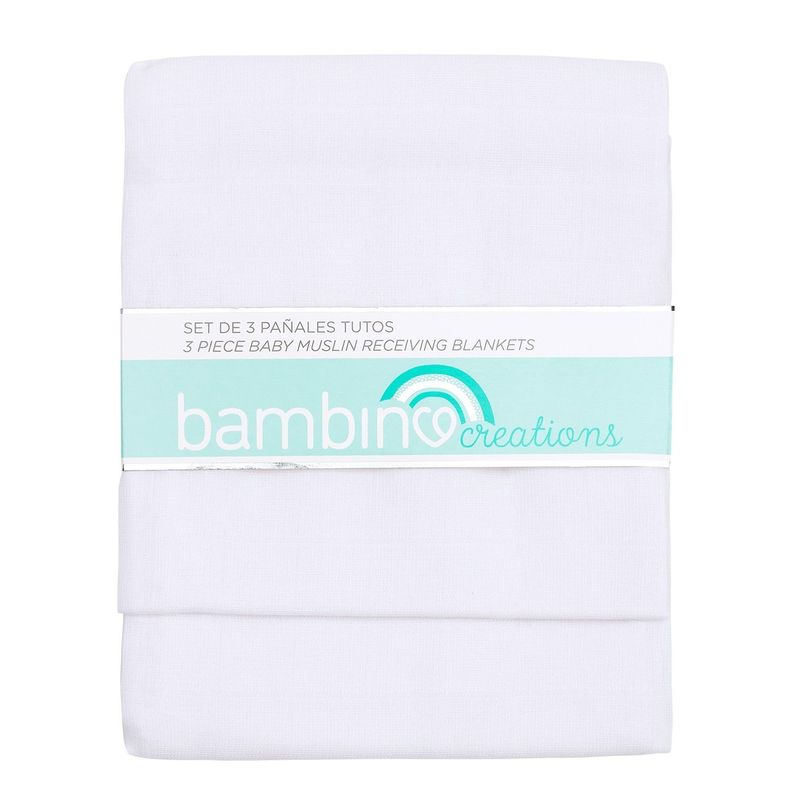 Pack 3 Pañales Tuto Bambino 100% Algodón Liso Blanco-0