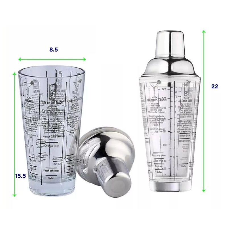Coctelera Shaker De Vidrio Con Recetas De 400 Ml 14005-5