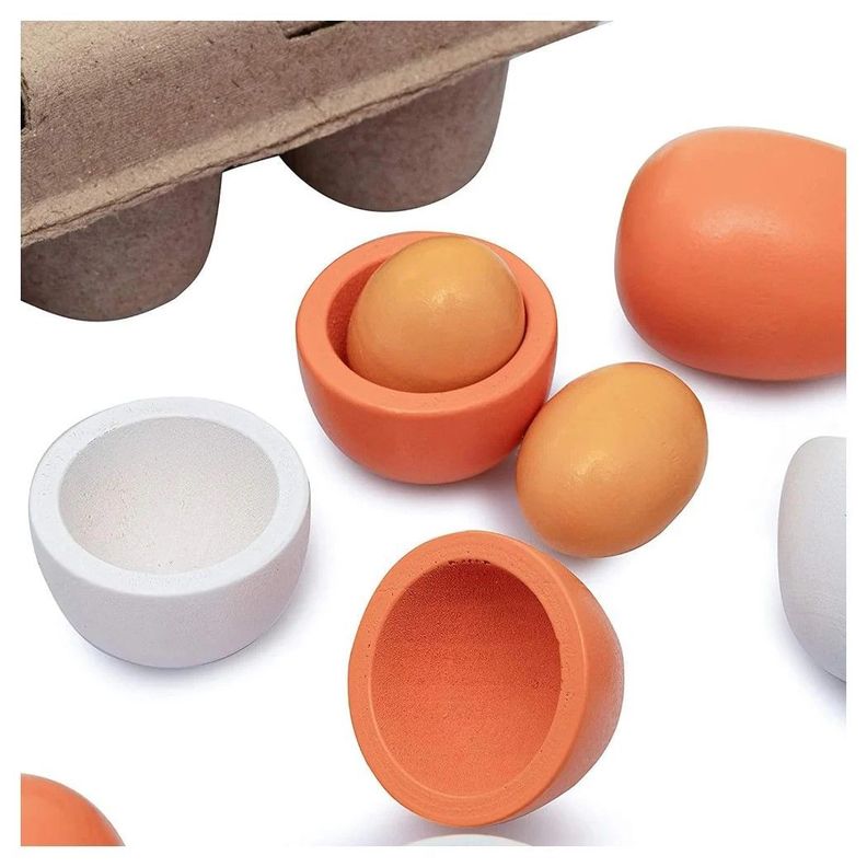 Caja De Huevos Madera 6 Unidades Juguete Didáctico-1