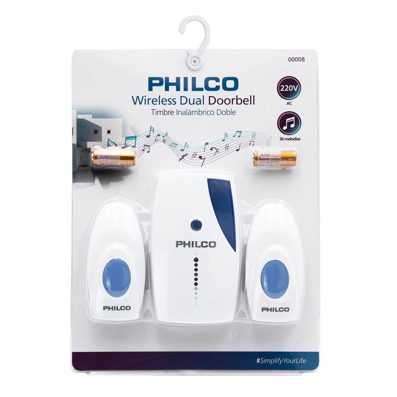 Timbre Inalámbrico Doble Philco Azul 220V -2