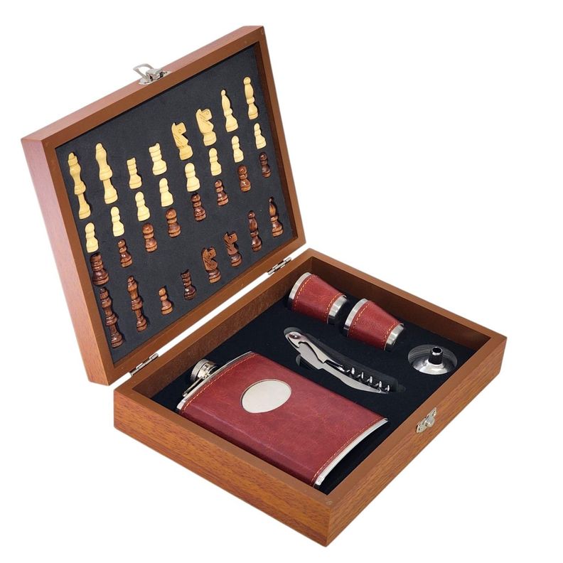 Set Juego Ajedrez Con Petaca 8oz (240ml) y Accesorios 10435-2
