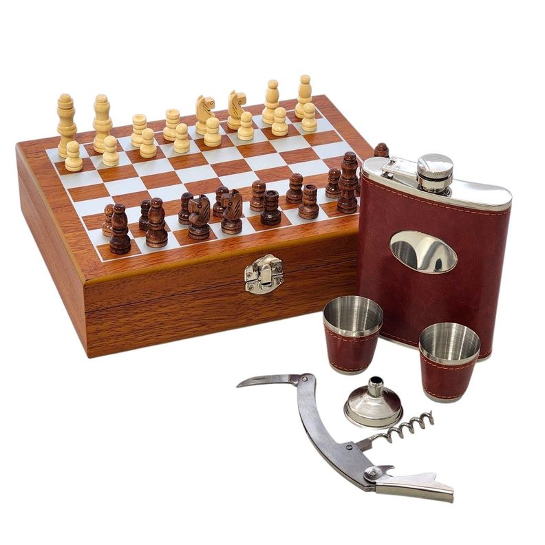 Set Juego Ajedrez Con Petaca 8oz (240ml) y Accesorios 10435-3