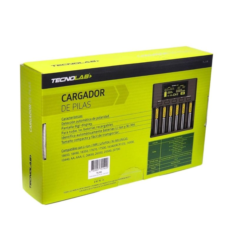 Cargador de Pilas Universal Carga Rápida para 6 Pilas TL110-5