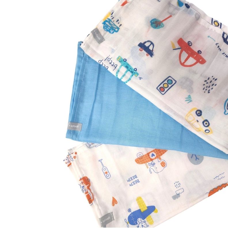Pack 3 Tutos Bebe Celeste Algodon 75x75cm Infanti