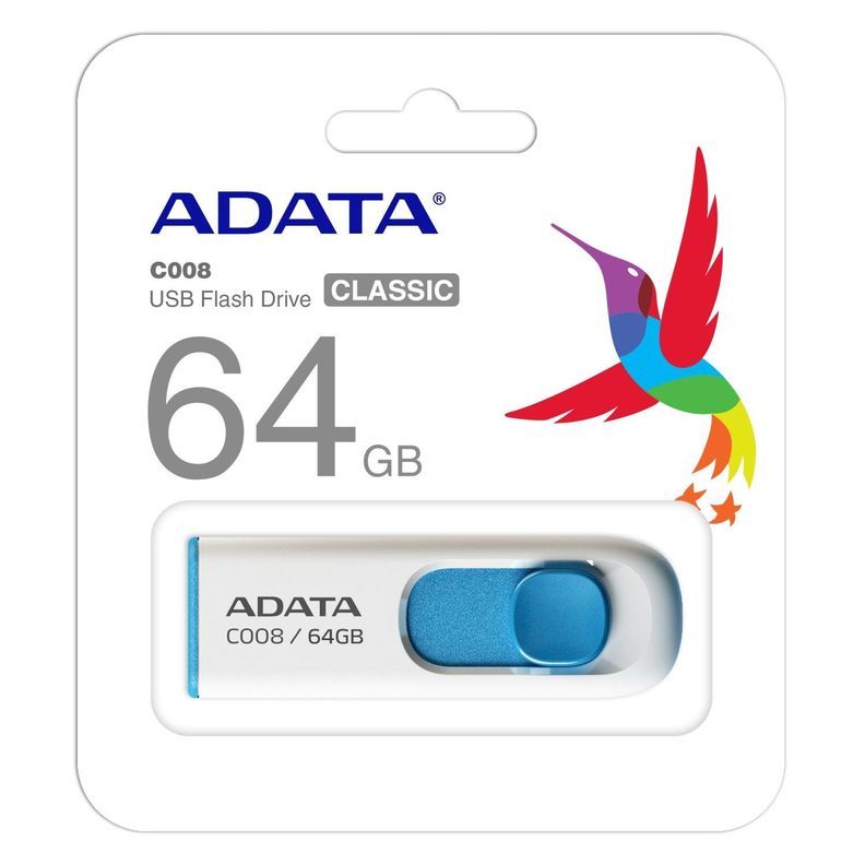 Pendrive 64GB Adata C008 Usb Blanco/Azul Classic-1